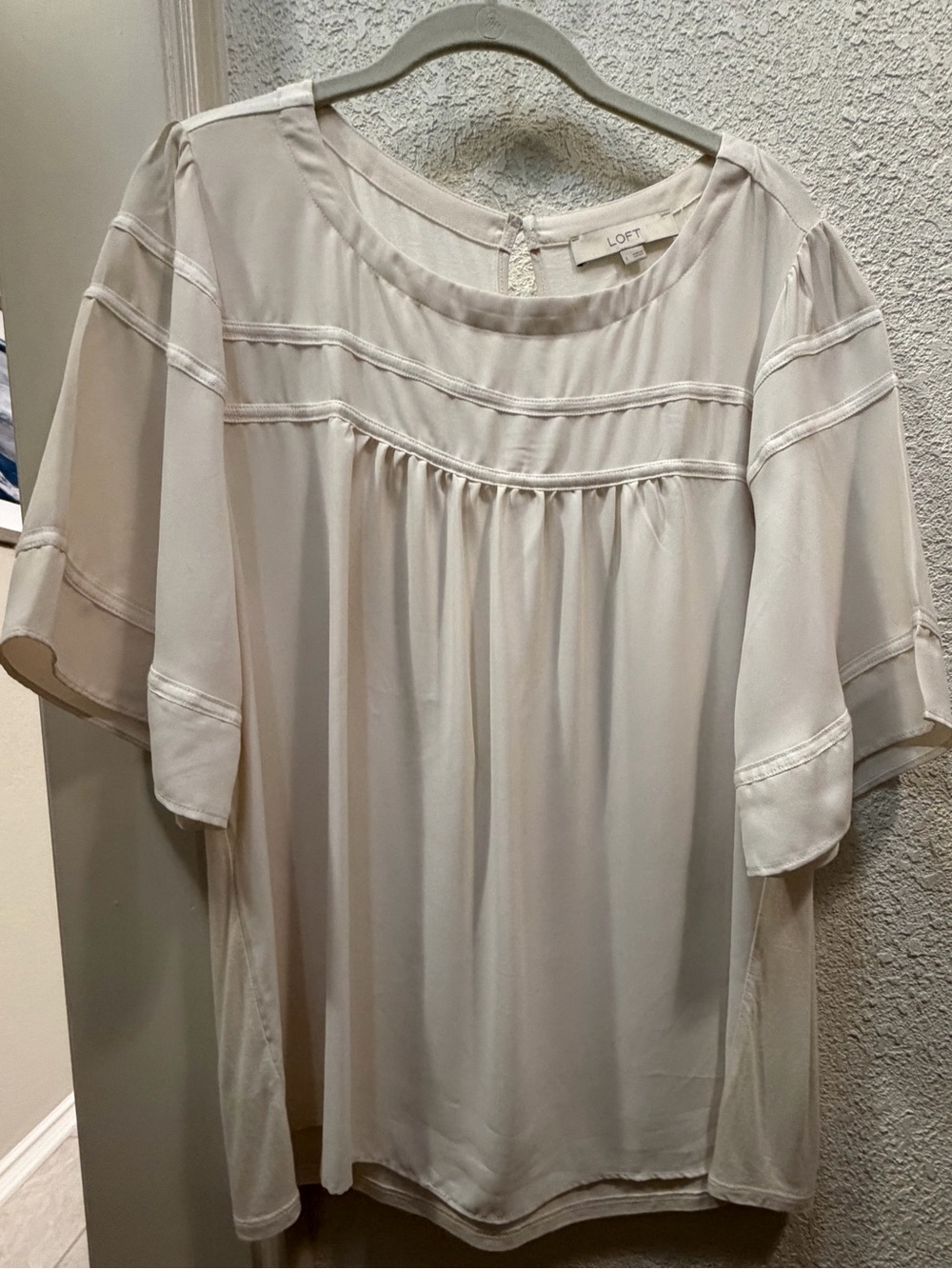 Loft size large cream, wide sleeve blouse